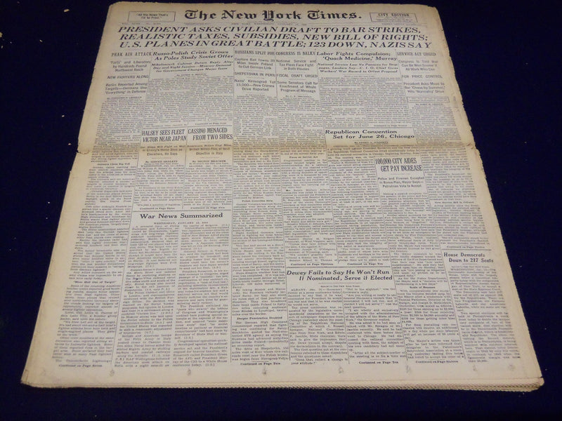 1944 JANUARY 12 NEW YORK TIMES - ROOSEVELT STATE OF THE UNION ADDRESS - NT 2592