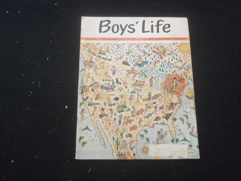 1964 JULY BOYS' LIFE MAGAZINE - NICE ILLUSTRATED COVER OF U.S. MAP - ST 3770Y