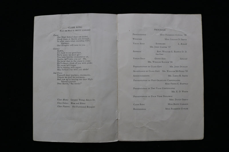 1924 AUSTIN HIGH SCHOOL CLASS NIGHT & COMMENCEMENT PROGRAMS - CHICAGO - K 1908