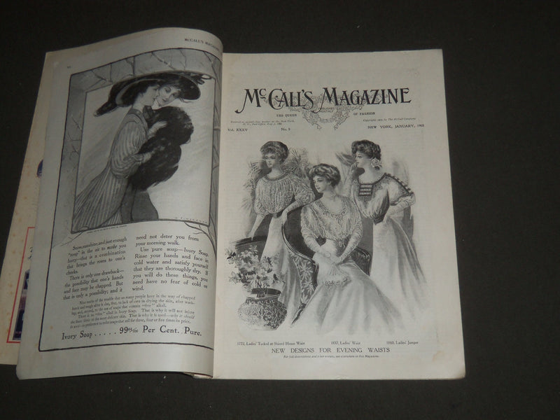1908 JANUARY MCCALL'S MAGAZINE - GREAT FASHION ILLUSTRATIONS & ADS - ST 5390