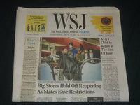 2020 APRIL 25-26 THE WALL STREET JOURNAL NEWSPAPER - BIG STORES HOLD OFF REOPEN