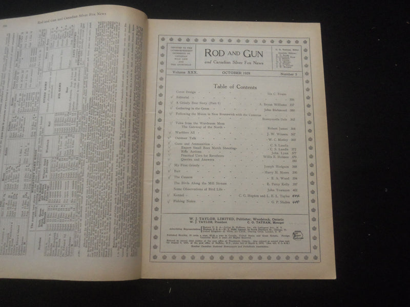1928 OCTOBER ROD AND GUN MAGAZINE - NICE COVER, ARTICLES & PHOTOS - SP 6377K