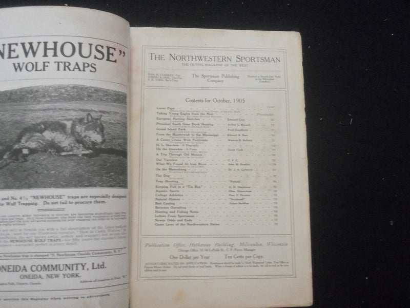 1905 OCTOBER THE NORTH-WESTERN SPORTSMAN MAGAZINE - SP 6377Y