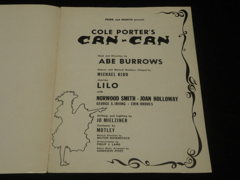1954 COLE PORTER'S CAN-CAN SOUVENIR PROGRAM - NORWOOD SMITH - LILO - J 5626