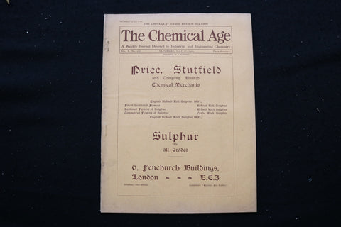 1924 MAY 17 THE CHEMICAL AGE MAGAZINE - SULPHUR FOR ALL TRADES COVER - SP 4190X