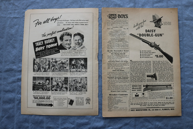 1938 OCTOBER THE OPEN ROAD FOR BOYS MAGAZINE - SIX-MAN FOOTBALL - ST 5510K