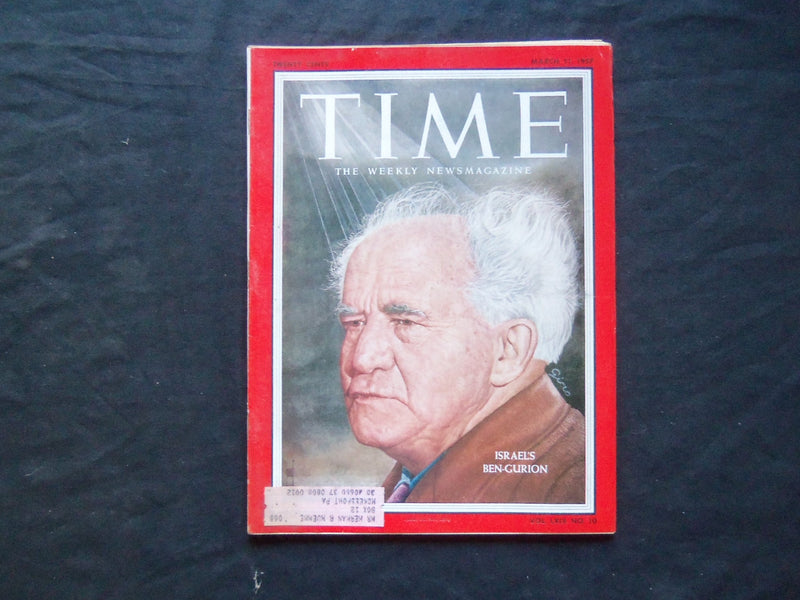 1957 MARCH 11 TIME MAGAZINE - DAVID BEN-GURION - T 1580