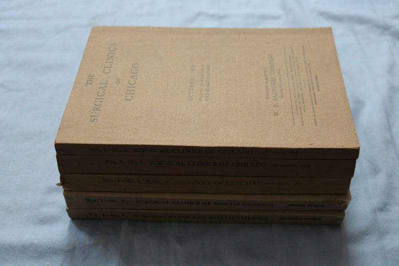 1918-1922 SURGICAL CLINICS OF CHICAGO & NORTH AMERICA MAGAZINE- LOT OF 5- O 3898