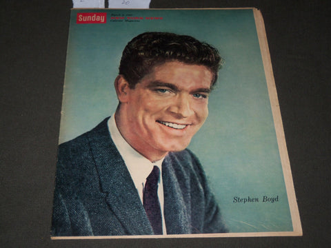 1960 MARCH 6 SUNDAY NEWS COLOROTO MAGAZINE SECTION - STEPHEN BOYD COVER - J 2875