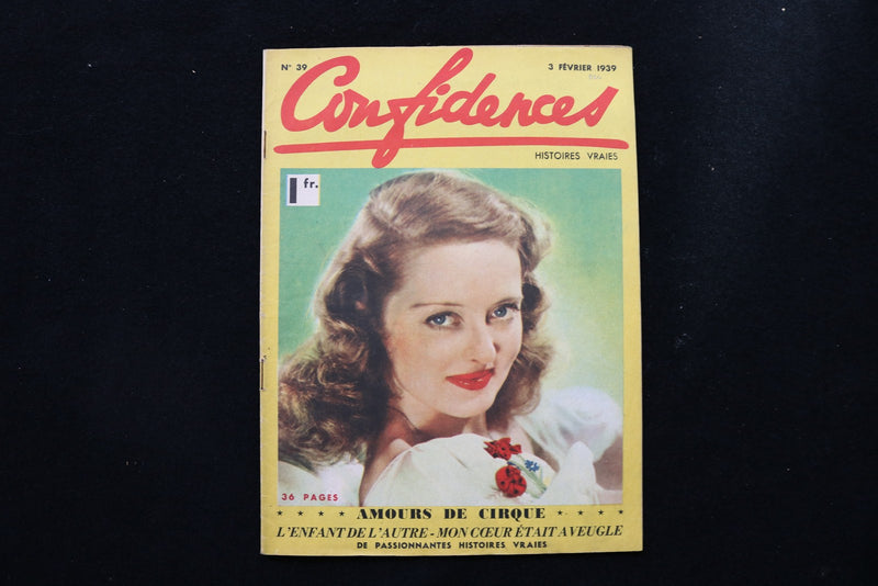 1939 FEBRURARY 3 CONFIDENCES MAGAZINE - BETTE DAVIS COVER - E 26082