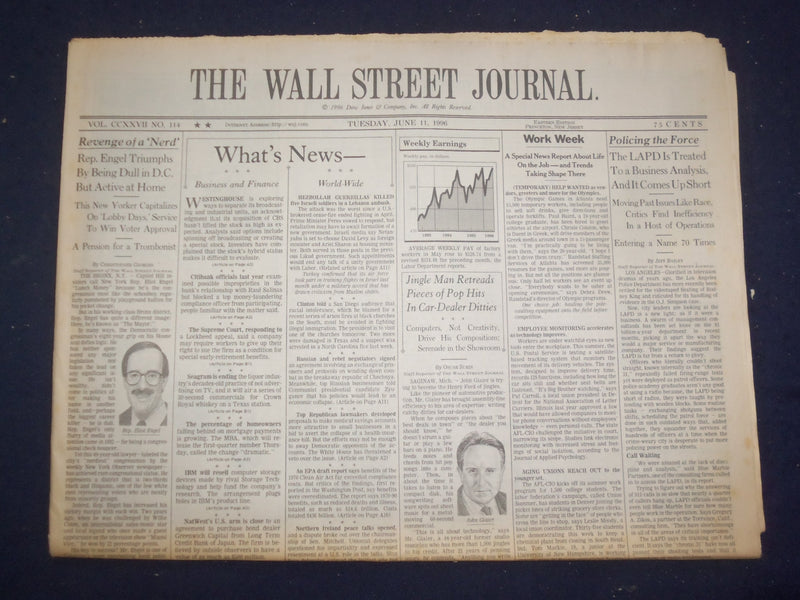 1996 JUNE 11 THE WALL STREET JOURNAL -REP. ELIOT ENGEL TRIUMPHS IN D.C. - WJ 390