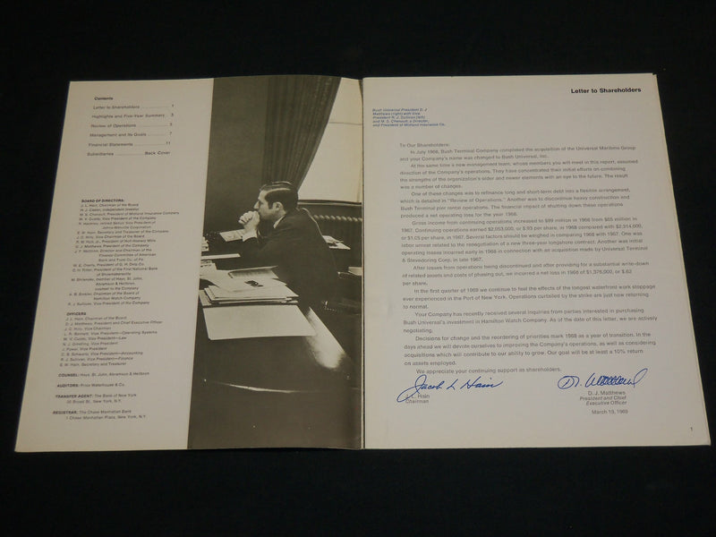 1968 BUSH UNIVERSAL INC. ANNUAL REPORTS LOT OF 2 ISSUES - J 5947