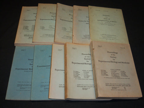 1929-1953 EXPERIMENTAL BIOLOGY & MEDICNIE SOCIETY PROCEEDINGS LOT OF 10- WR 336B