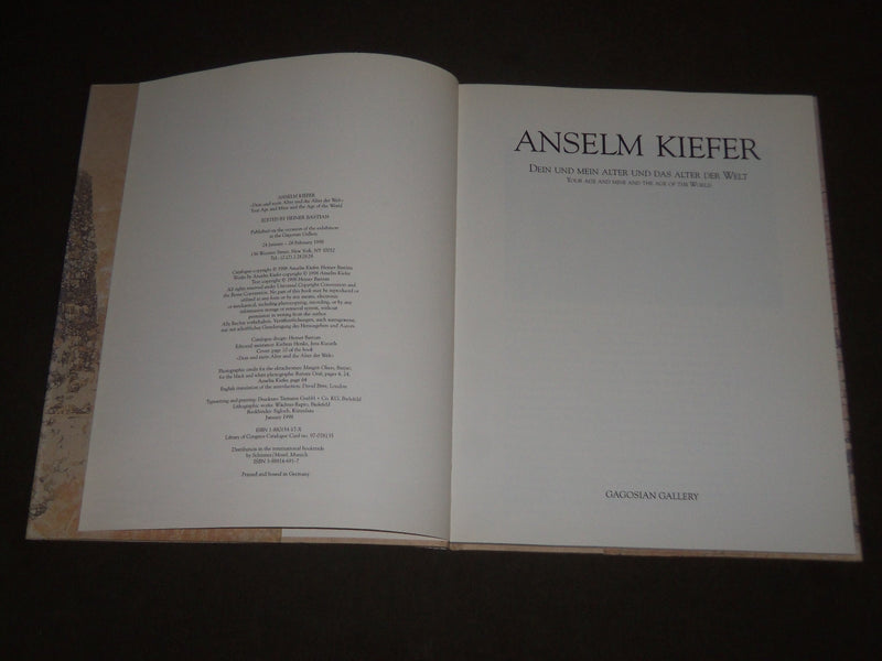 1998 ANSELM KIEFER YOUR AGE AND MINE HARDCOVER CATALOG - GERMAN - KD 5043