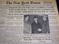 1942 JUNE 2 NEW YORK TIMES - COLOGNE DEATH TOLL PUT AS HIGH AS 20,000 - NT 1250