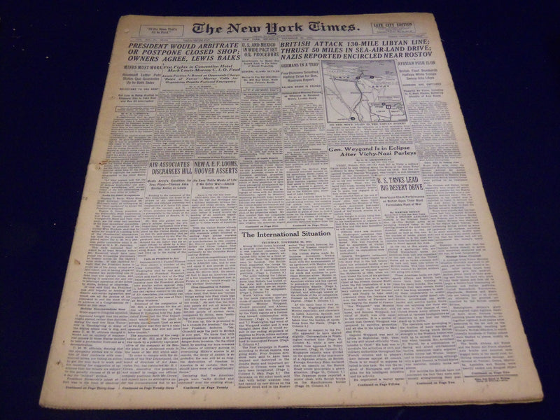 1941 NOVEMBER 20 NEW YORK TIMES - BRITISH ATTACK 130-MILE LIBYAN LINE - NT 1113