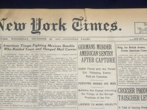 1917 DECEMBER 26 NEW YORK TIMES - GERMANS MURDER AMERICAN SENTRY - NT 8266