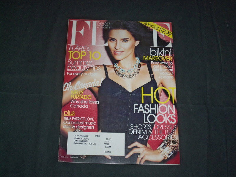 2010 JULY FLARE MAGAZINE - CANADA - NELLY FURTADO COVER - FASHION - B 5858