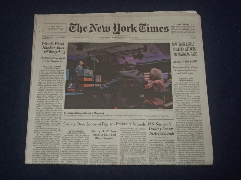 2021 JUNE 2 NEW YORK TIMES - NEW YORK RIVALS SHARPEN ATTACKS IN MAYORAL RACE