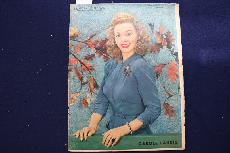 1941 NOV 9 SUNDAY NEWS PICTURE NEWSPAPER - CAROLE LANDIS - WEST POINT - E 22728