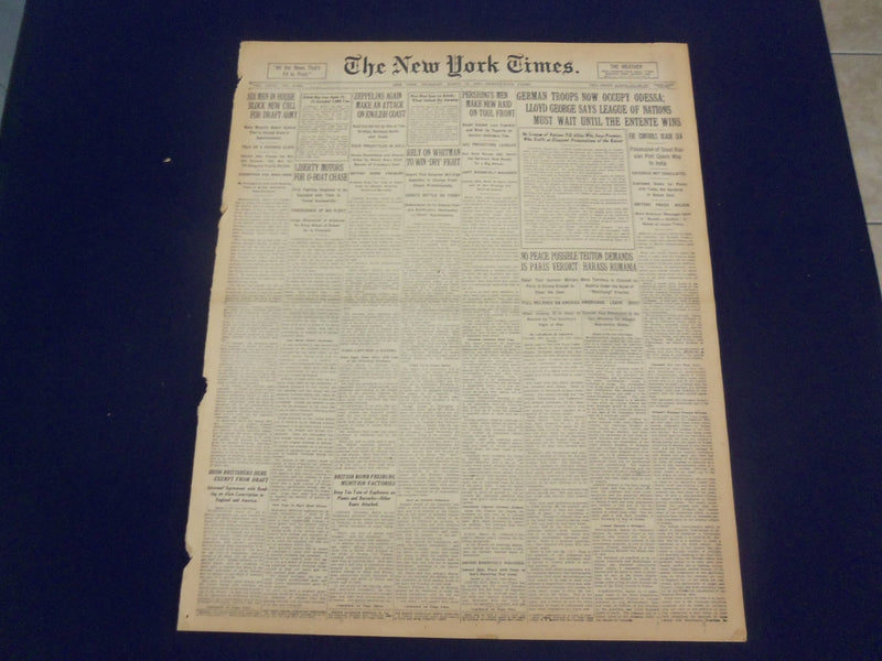 1918 MARCH 14 NEW YORK TIMES - GERMAN TROOPS NOW OCCUPY ODESSA - NT 8150