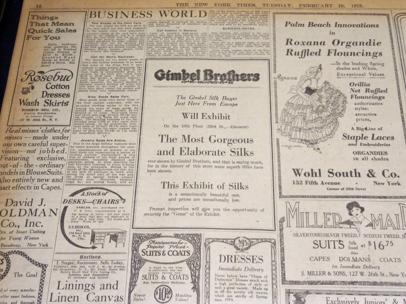 1919 FEBRUARY 18 NEW YORK TIMES - GERMANY FINALLY SIGNS ARMISTICE - NT 7977