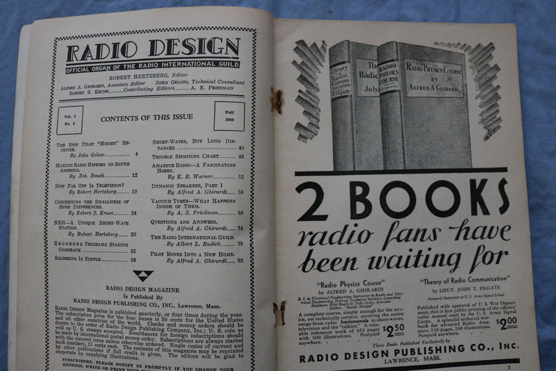 1930 FALL RADIO DESIGN SOFTCOVER HANDBOOK - PILOT MIDGET RECEIVER - K 320