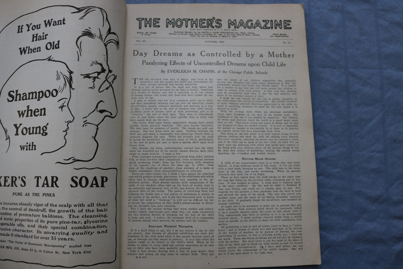 1908 OCTOBER THE MOTHER'S MAGAZINE - GREAT ILLUSTRATIONS & STORIES - ST 1000G