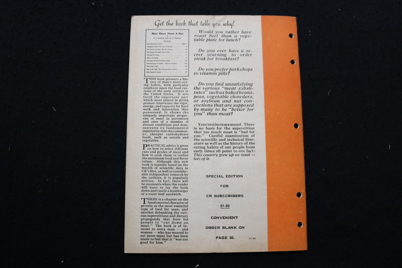 1947 SEPTEMBER CONSUMERS' RESEARCH BULLETIN MAGAZINE - SP 4179R