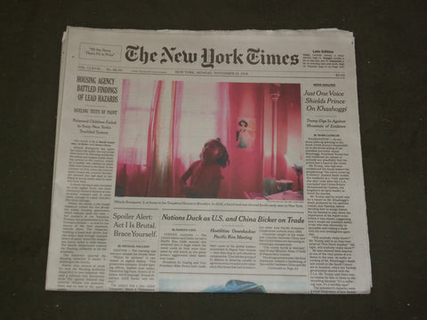 2018 NOVEMBER 19 NEW YORK TIMES - TRUMP DOES NOT CONCEDE SAUDI KILLED KHASHOGGI