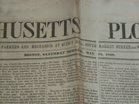 1849 MAY 12 MASSACHUSETTS PLOUGHMAN NEWSPAPER-RESIGNATION BY LONGFELLOW- NP 5168