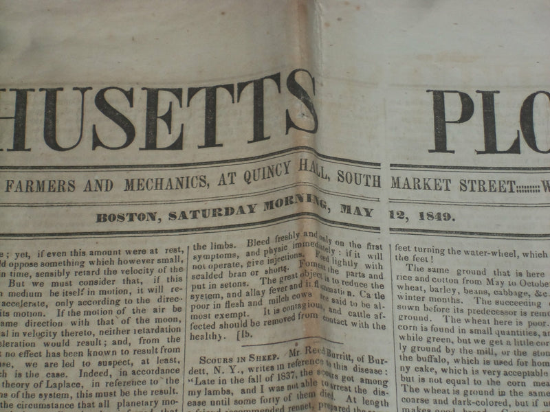 1849 MAY 12 MASSACHUSETTS PLOUGHMAN NEWSPAPER-RESIGNATION BY LONGFELLOW- NP 5168