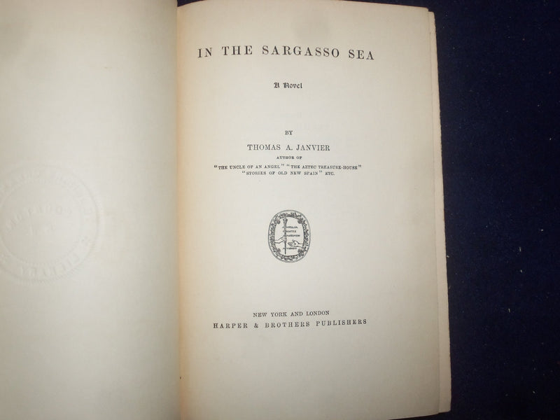 1926 IN THE SARGASSO SEA HARDCOVER BOOK BY THOMAS A. JANVIER - KD 9060