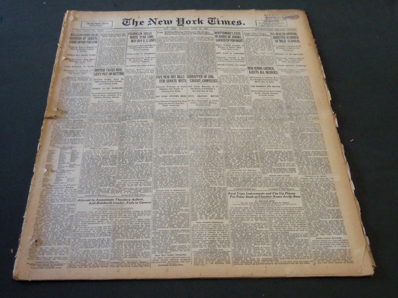 1926 APRIL 27 NEW YORK TIMES - CAPT. WILKINS MISSING 12 DAYS IN ARCTIC - NT 5578