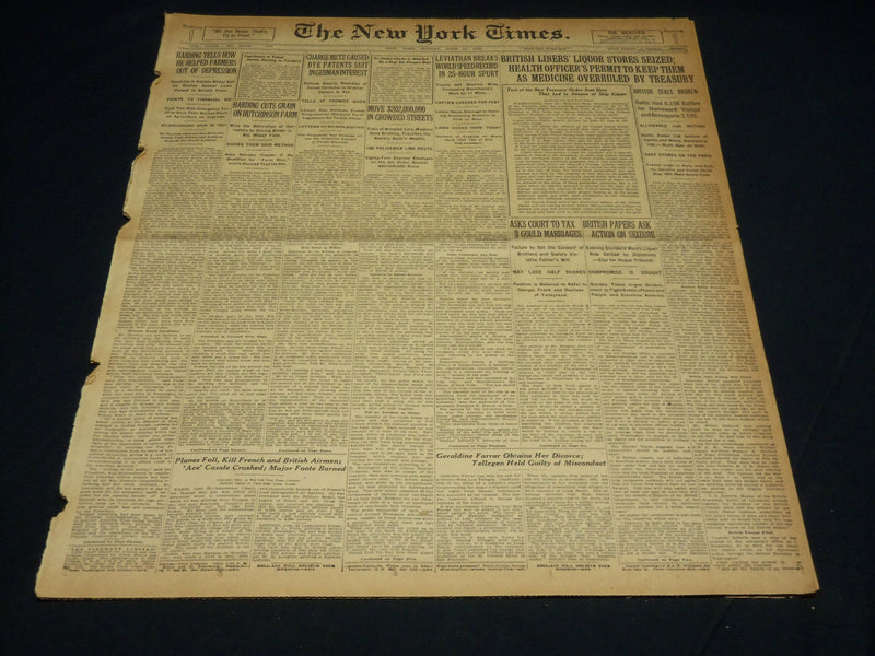 1923 JUNE 24 NEW YORK TIMES - LEVIATHAN BREAKS WORLD SPEED RECORD - NT 8726