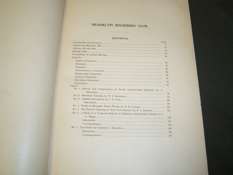1897 BROOKLYN ENGINEERS' CLUB PROCEEDINGS CONSTITUTION AND BY-LAWS - KD 5727