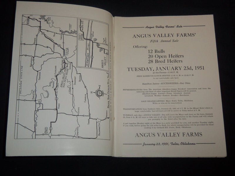 1951 ANGUS VALLEY FARMS ABERDEEN-ANGUS BREEDERS' CATTLE SALE CATALOG - J 9220