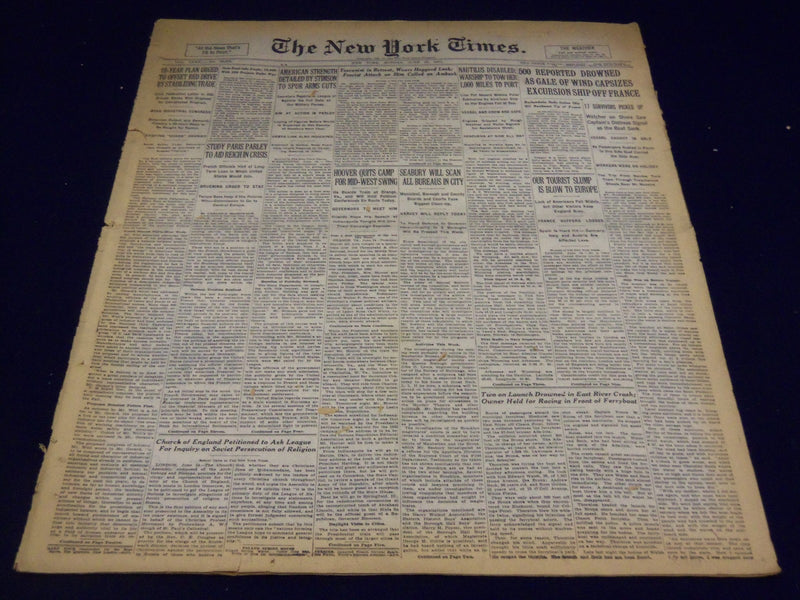 1931 JUNE 15 NEW YORK TIMES - 500 REPORTED DROWNED OFF FRANCE - NT 2164
