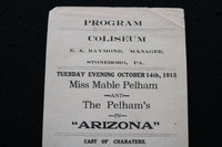 1913 OCTOBER 14 MABLE PELHAM THE PELHAM'S IN ARIZONA - COLISEUM PROGRAM - K 1858
