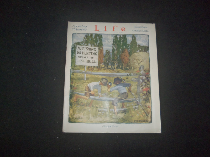 1920 OCTOBER 21 LIFE MAGAZINE - SPORTING NUMBER - A SPORTING CHANCE - L 771K