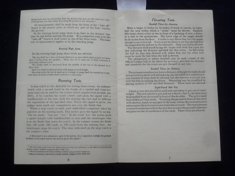 1920'S ATHLETIC BADGE TESTS FOR BOYS AND GIRLS SOFTCOVER BOOK - J 9616