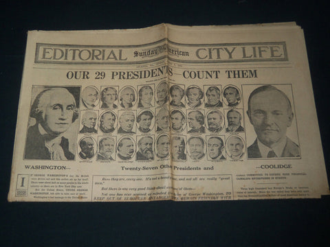 1926 MARCH 7 HEARST'S SUNDAY AMERICAN NEWSPAPER - OUR 29 PRESIDENTS - NP 3902