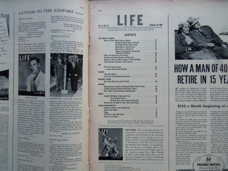 1938 OCTOBER 10 LIFE MAGAZINE - LEGION DRUM MAJORETTES - L 99