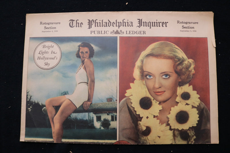 1936 SEP 6 PHILADELPHIA INQUIRER MAGAZINE - BETTE DAVIS COVER - E 26335