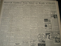 1944 NOVEMBER 8 WILMINGTON JOURNAL - ROOSEVELT CARRIES 34 STATES TO WIN- NT 7319