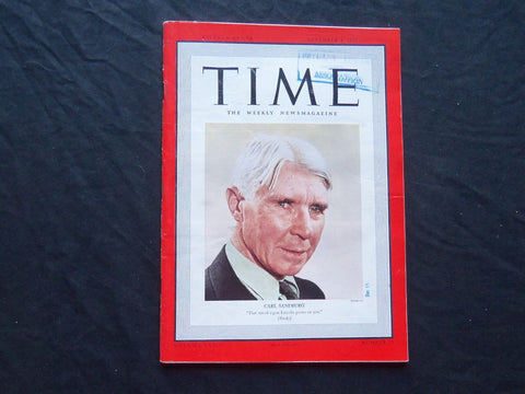 1939 DECEMBER 4 TIME MAGAZINE - CARL SANDBURG - T 689