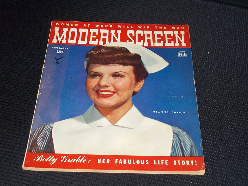 1943 SEPTEMBER MODERN SCREEN MAGAZINE - DEANNA DURBIN FRONT COVER - E 15112