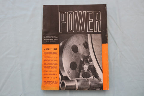 1942 AUGUST POWER MAGAZINE - POWER GENERATION COVER - E 26579