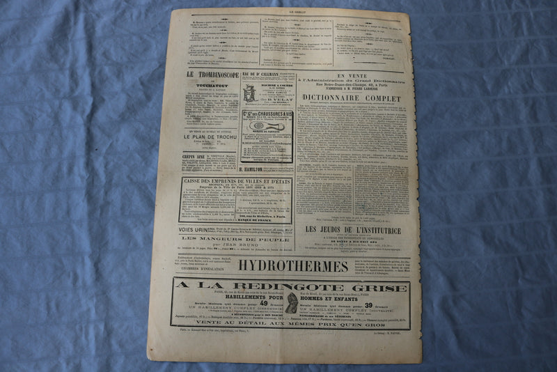 1872 JANUARY 28 LE GRELOT NEWSPAPER - LES DEUX REPUBLIQUES - FRENCH - NP 8575