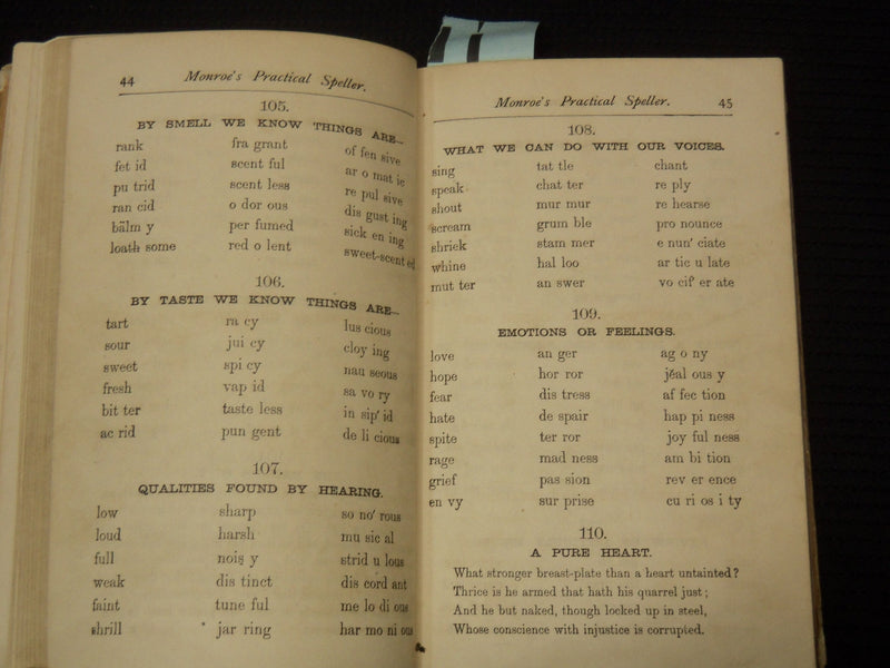 1875 MONROE'S PRACTICAL SPELLER BOOK BY LEWIS B. MONROE - K 2190